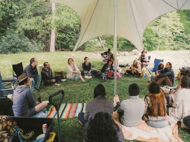 Circle in big tent