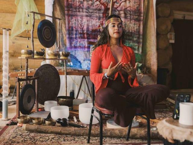 woman and gongs